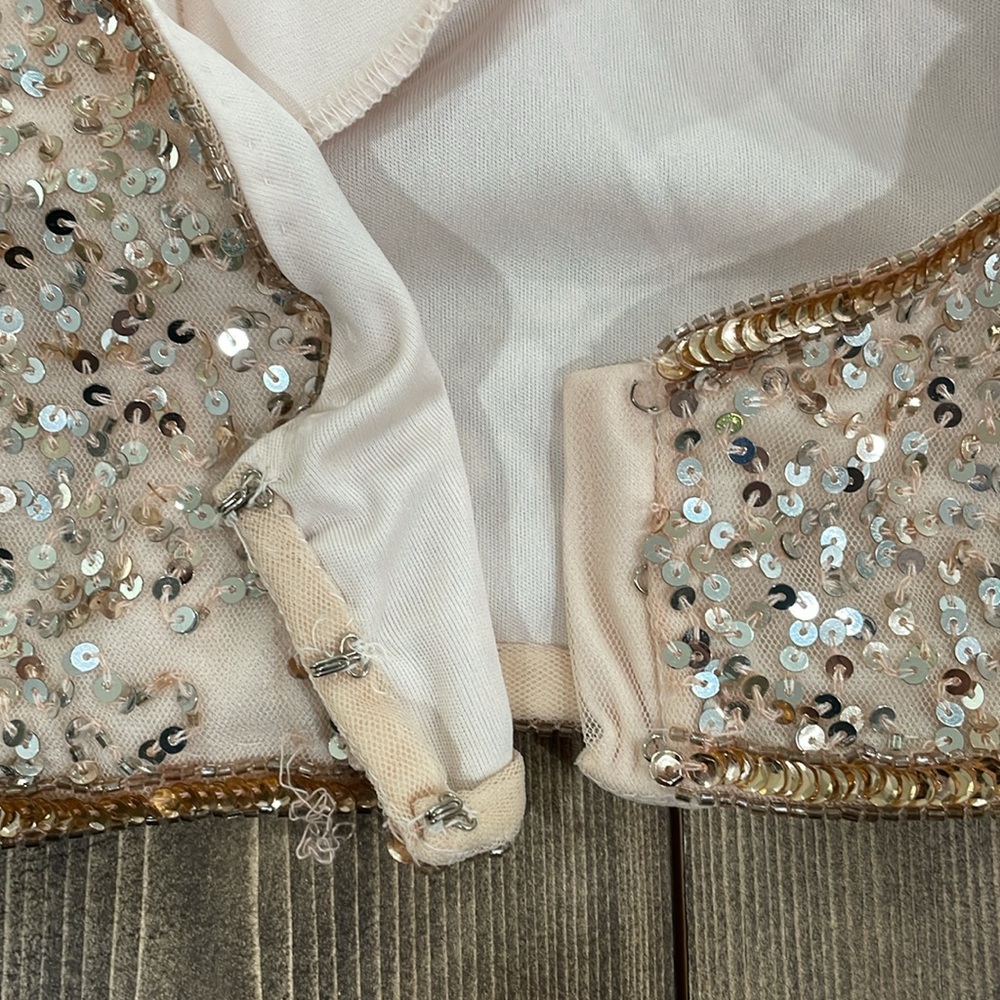 🌟4x Host Pick🌟Rachel Allan Rose Gold Sequin Two Piece Dress - Picture 12 of 16